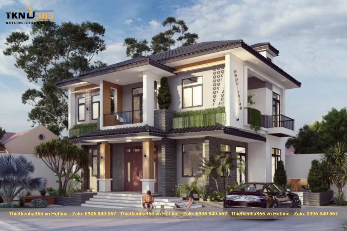 Biệt thự mái Nhật 2 tầng