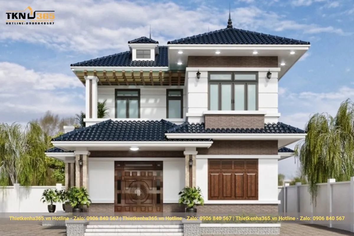 Mẫu biệt thự mái nhật 2 tầng