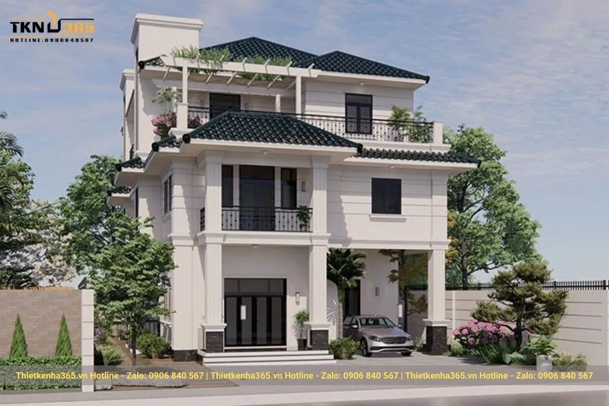 Biệt thự mái Nhật 3 tầng