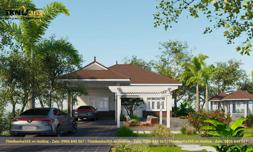 Biệt thự vườn cấp 4 với khu bàn trà là lựa chọn lý tưởng cho những ai yêu thích sự thư giãn và gần gũi thiên nhiên.