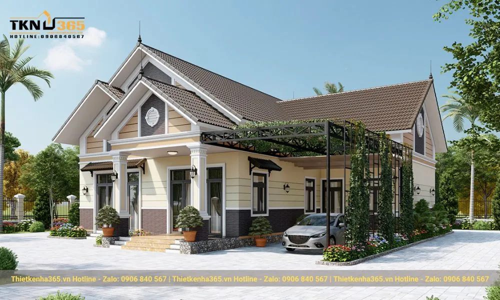 Biệt thự vườn cấp 4 ở nông thôn mang vẻ đẹp mộc mạc, tiện nghi và gần gũi.