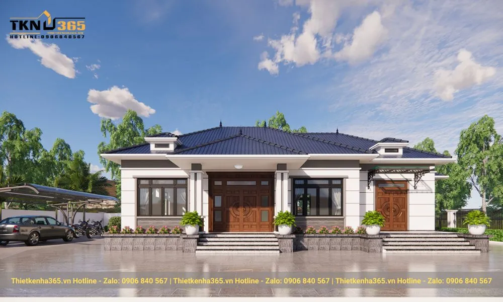 Biệt thự vườn cấp 4 mái Nhật ngói xanh mang nét sang trọng, tinh tế và đầy cuốn hút.