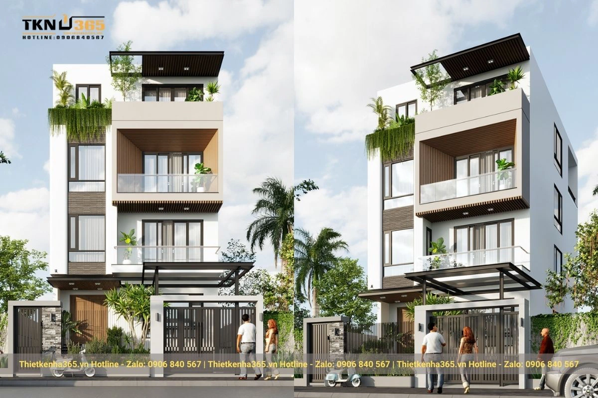 Ngôi nhà 4 tầng thiết kế hiện đại với mặt tiền dài 6m