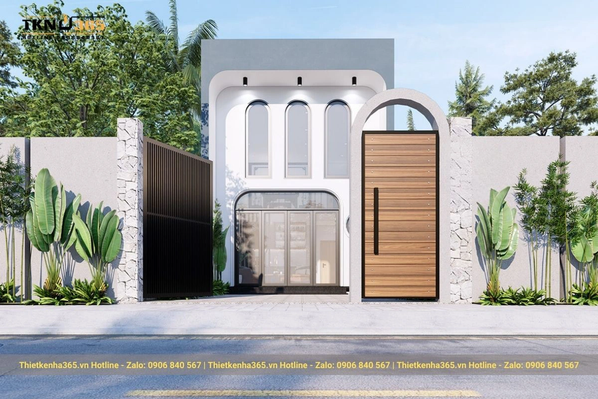 Mẫu nhà hiện đại với 1 trệt và 1 gác lửng