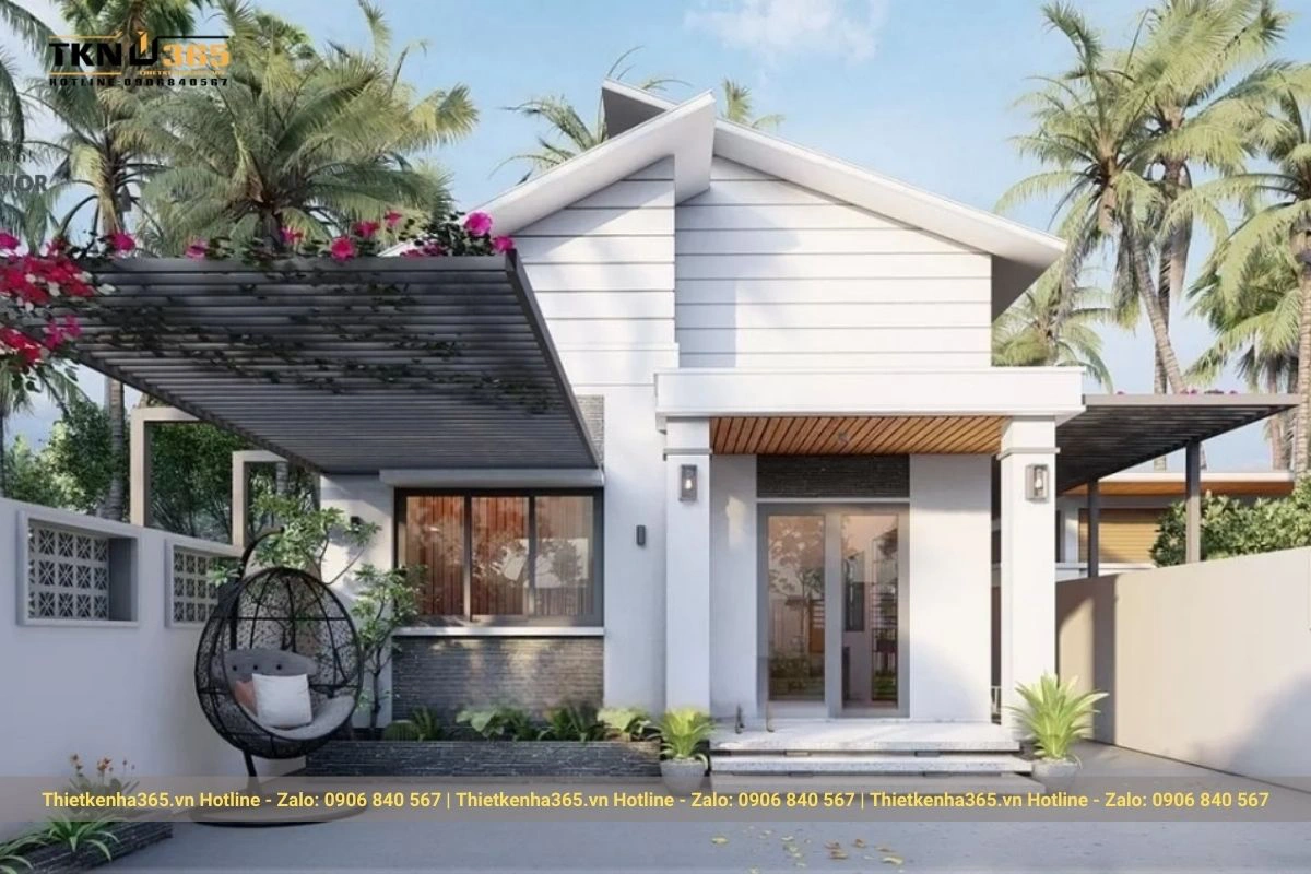 Mẫu thiết kế nhà đẹp mái lệch 