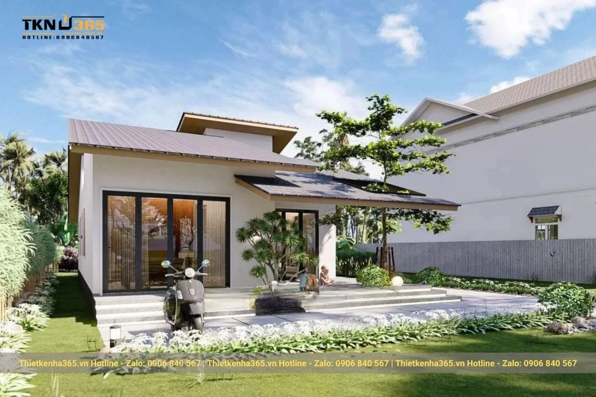 mẫu nhà mái lệch