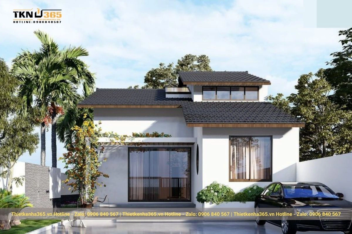 Thiết kế ngôi nhà mái ngói lệch