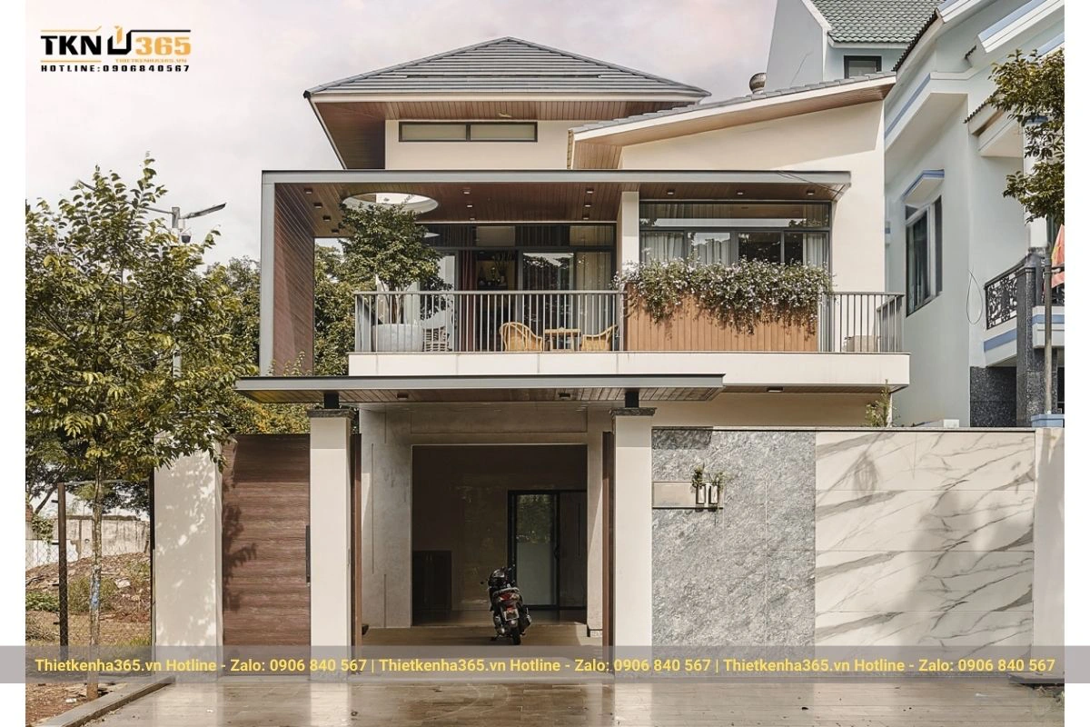 Mẫu thiết kế nhà ở hiện đại mái Nhật 