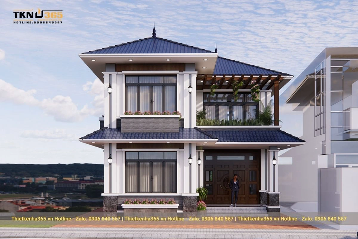 Mẫu thiết kế nhà ở hiện đại mái Nhật 