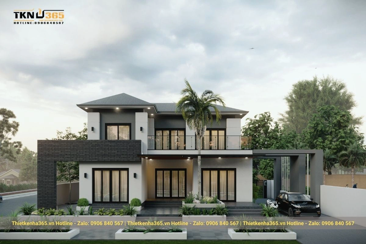 Mẫu thiết kế nhà ở hiện đại mái Nhật 