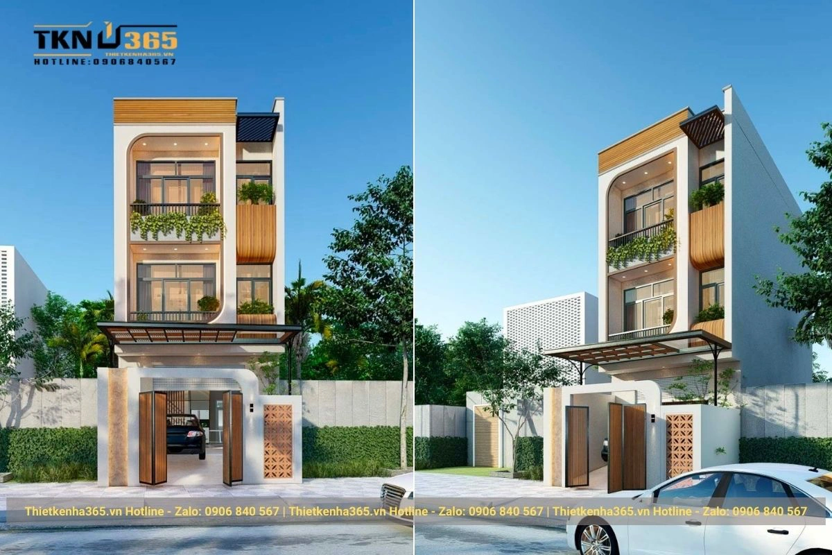 Mẫu nhà hiện đại đẹp, có giếng trời lấy sáng lấy gió