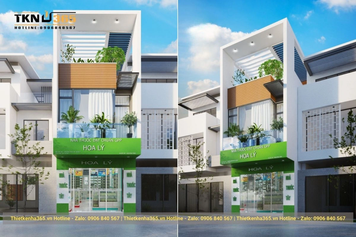 Mẫu thiết kế nhà ở kết hợp tiệm thuốc tây