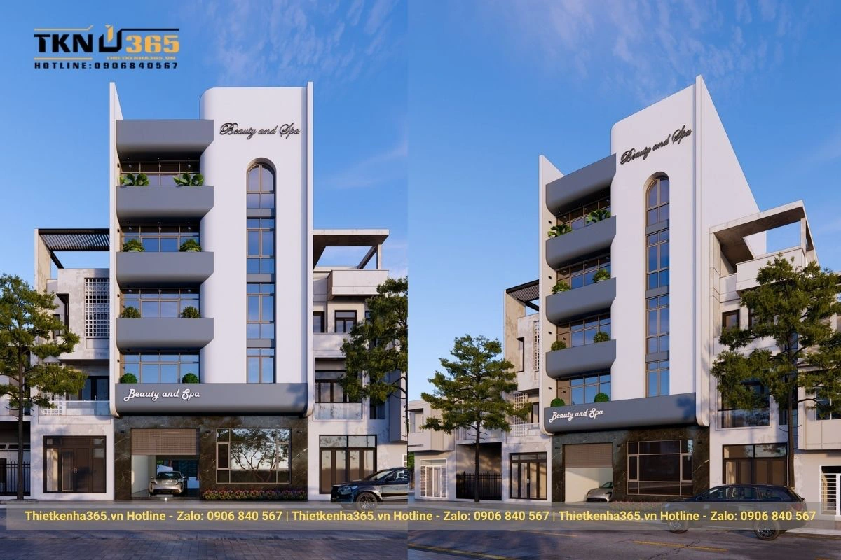 Mẫu thiết kế nhà 5 tầng vừa ở vừa kinh doanh Spa