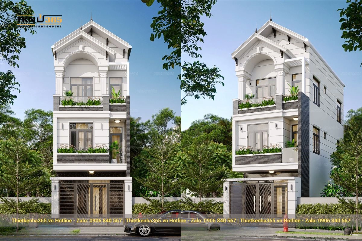 Mẫu thiết kế nhà phố mái thái 