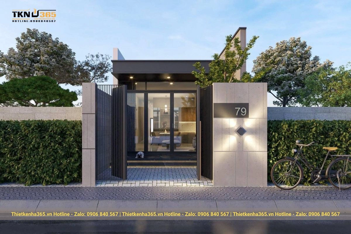 Thiết kế nhà phố đẹp hiện đại 1 tầng 