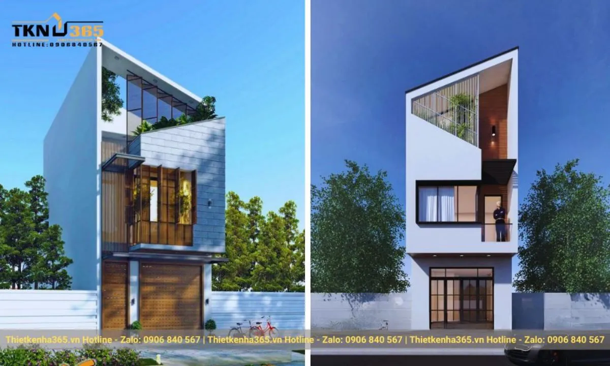 Nhà ống mái lệch