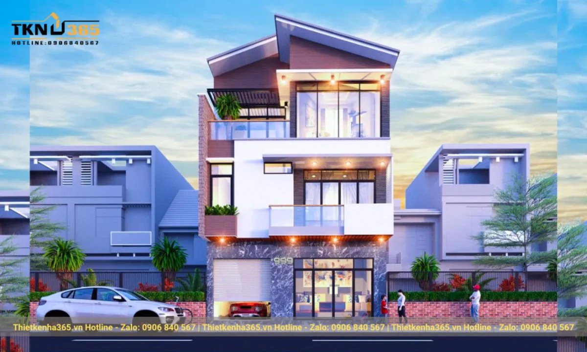 Nhà ống mái lệch