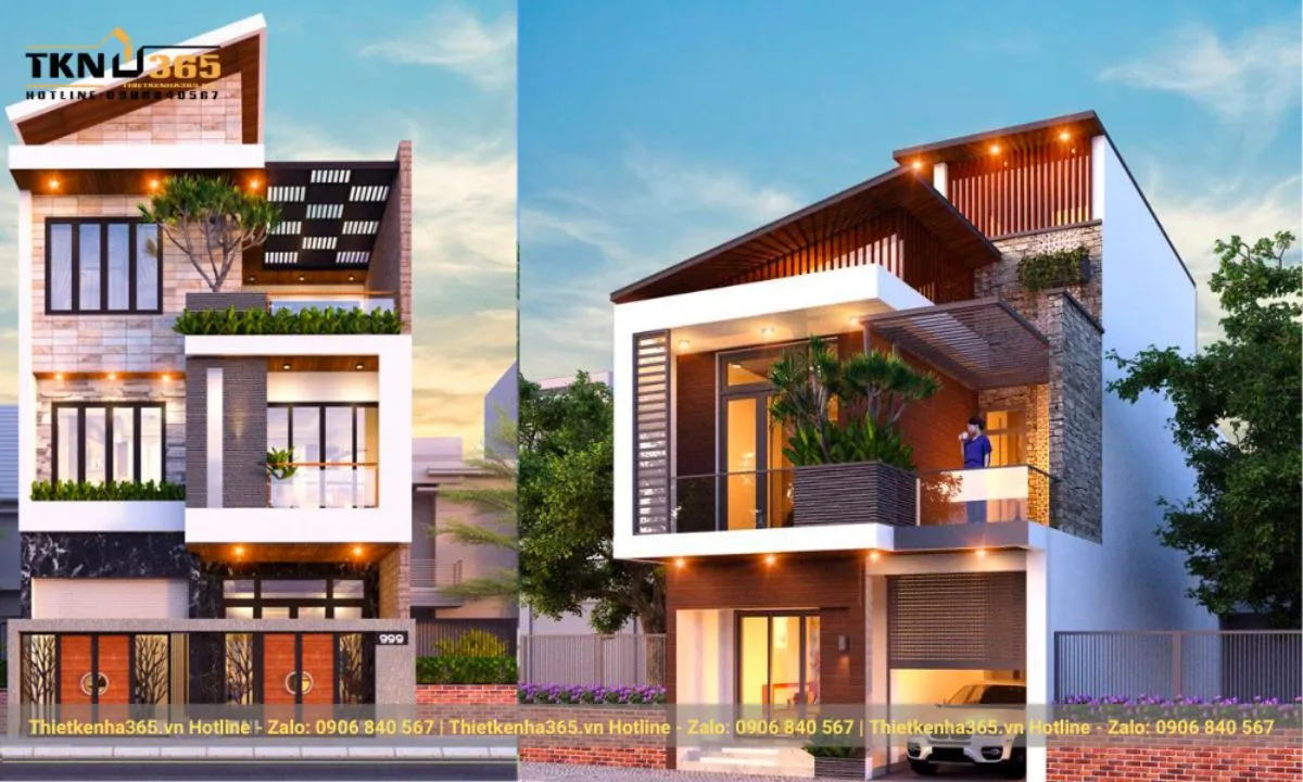 Nhà ống mái lệch