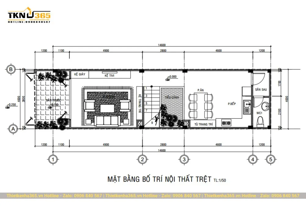 Thiết kế nhà đẹp 3 tầng 60m2