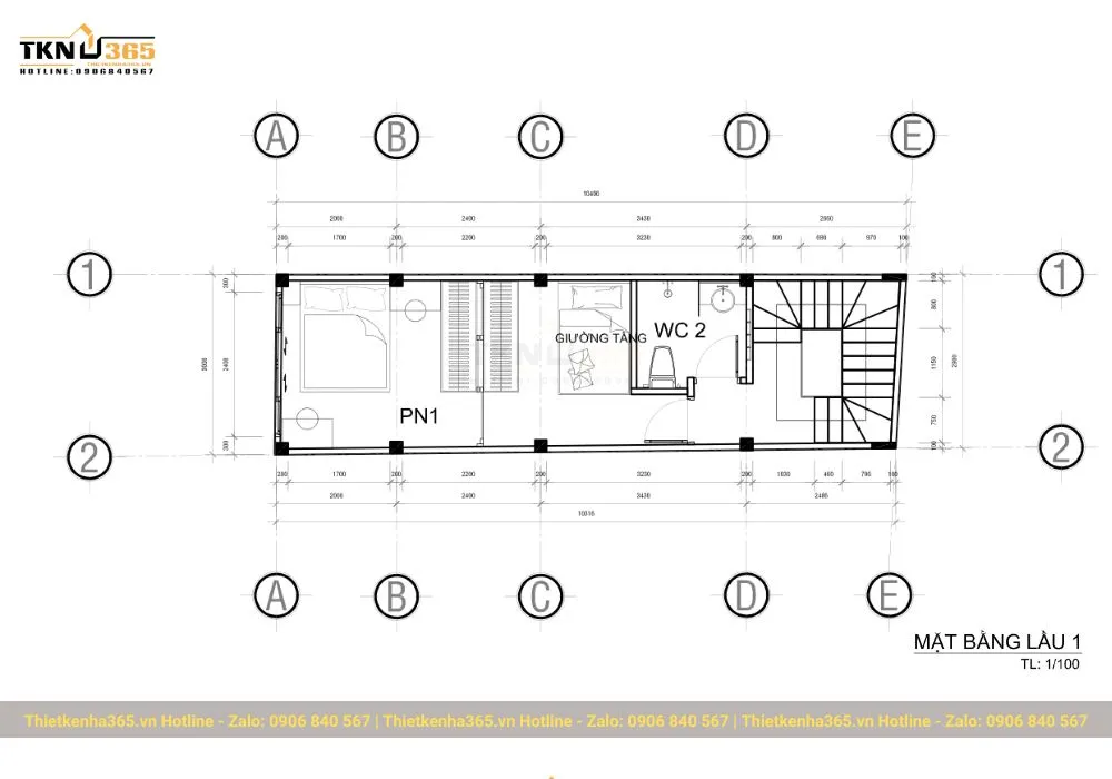 Thiết kế nhà ống 3x12m