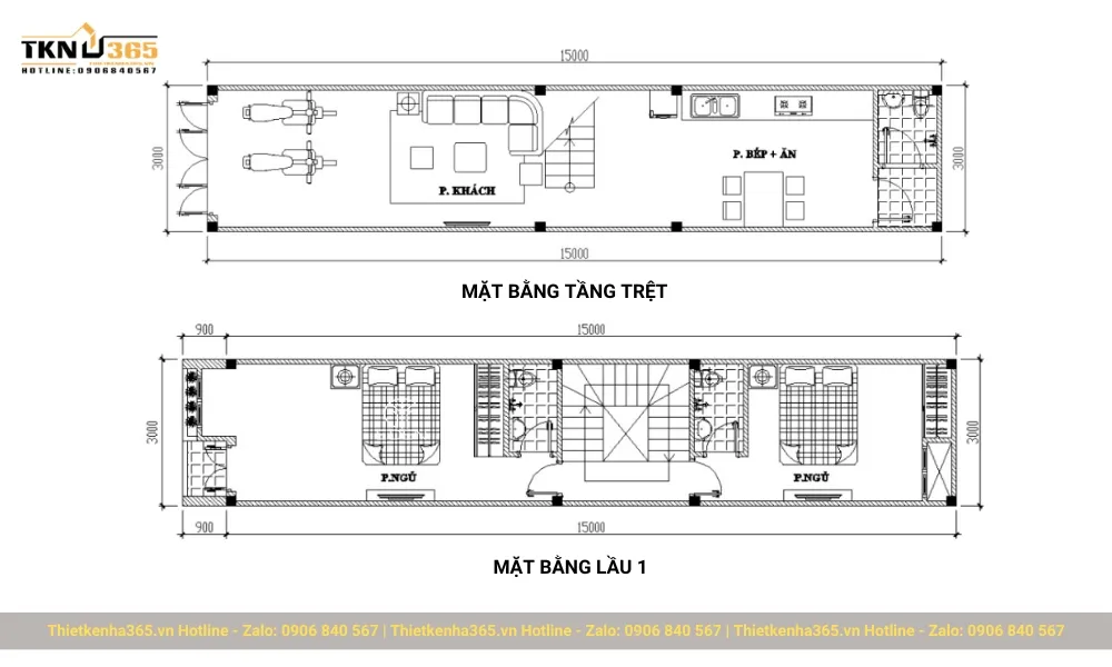 Nh&agrave; ống 3x15m