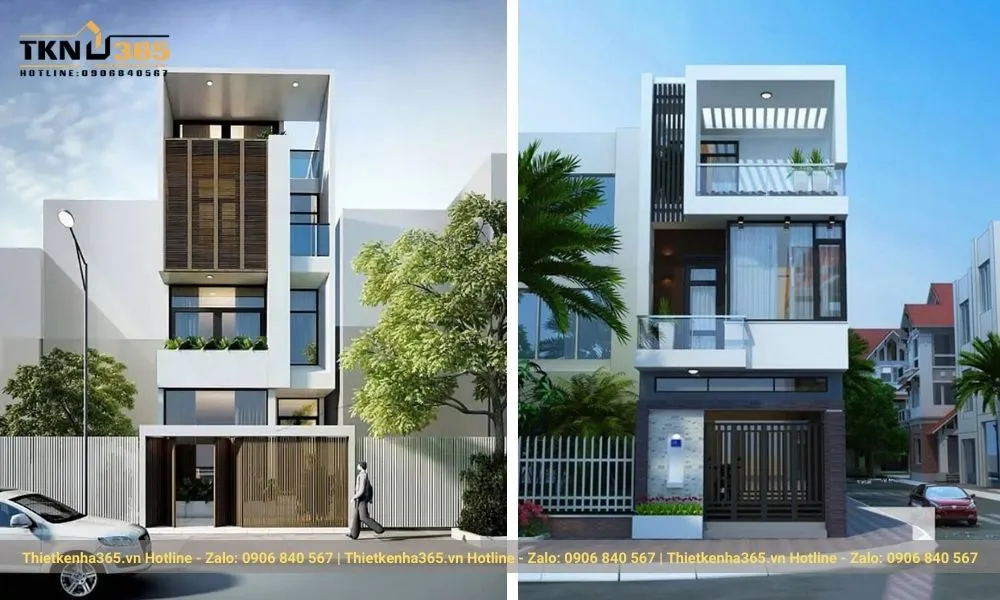 Những mẫu nhà phố đẹp lệch tầng