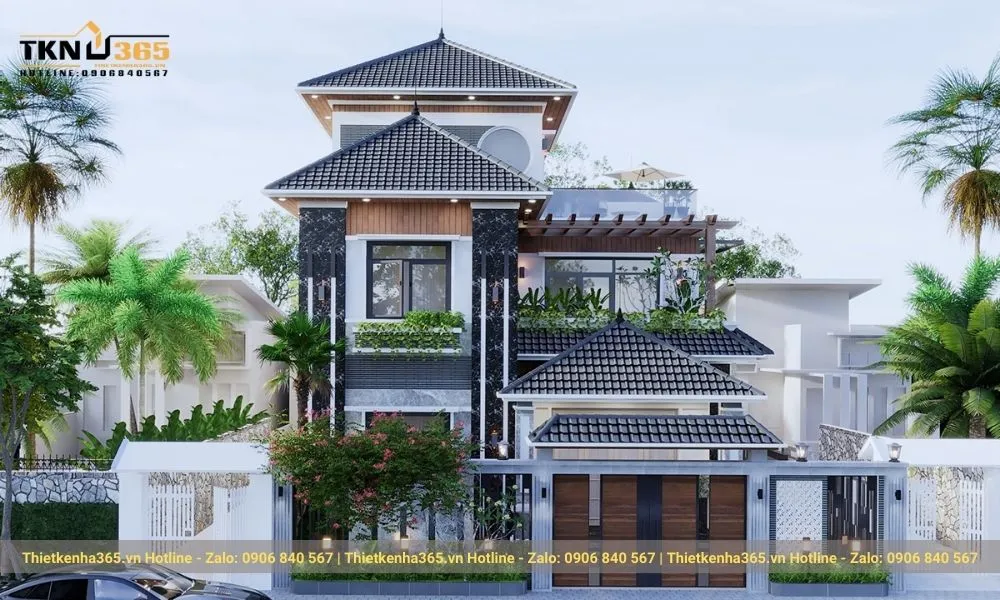 Mẫu nhà phố đẹp mái Nhật