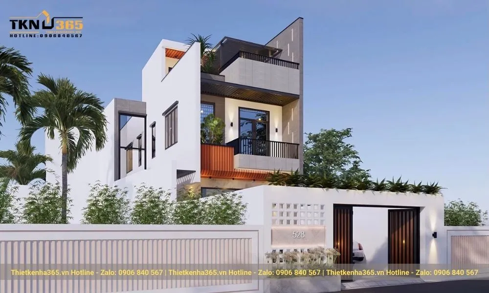 Nhà phố đẹp hiện đại 2 tầng 1 tum