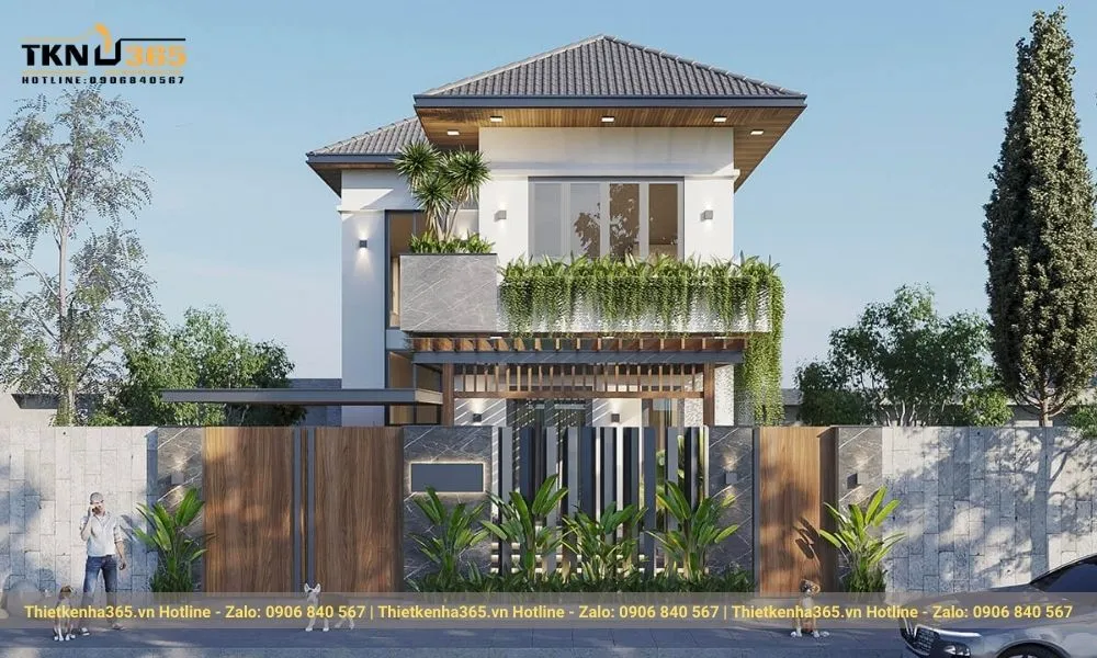 Nhà phố đẹp mái Nhật hiện đại