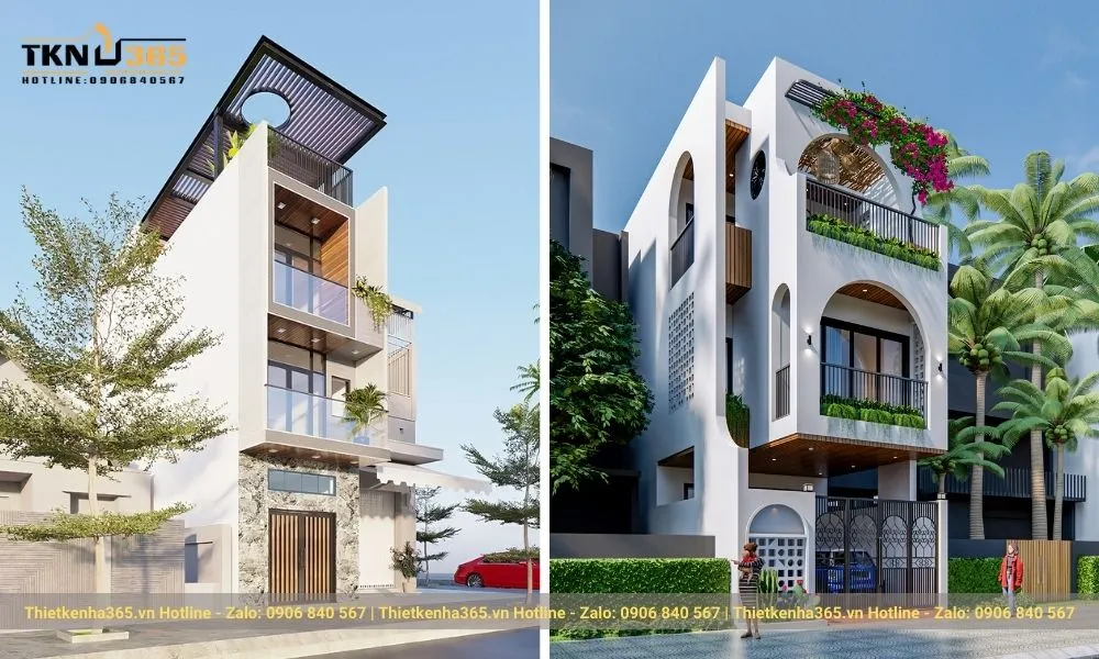 Thiết kế nhà phố mái bằng đẹp