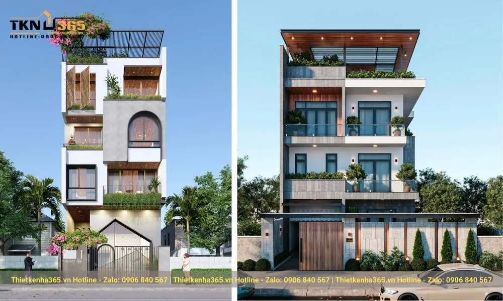 Thiết kế nhà phố mái bằng