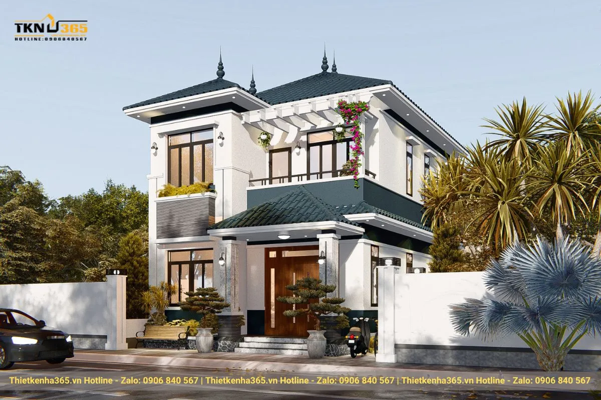 Mẫu nhà 70m2 2 tầng mái Nhật