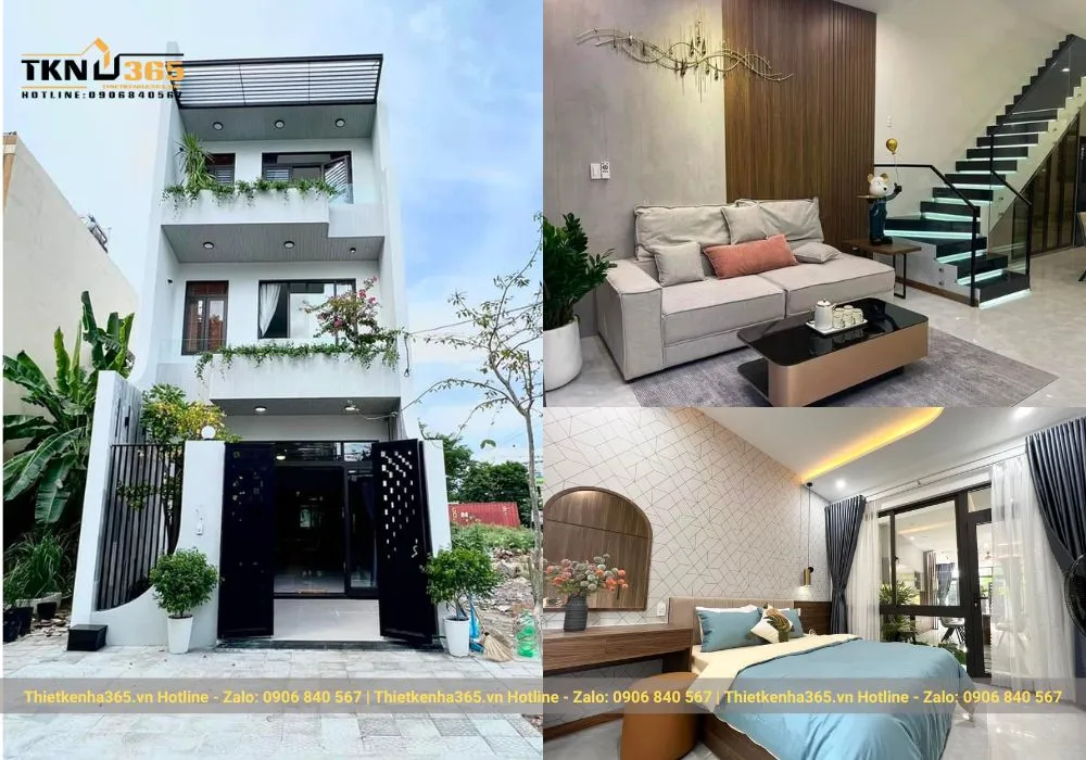 Thiết kế nhà phố 3 tầng hiện đại đẹp mái bằng