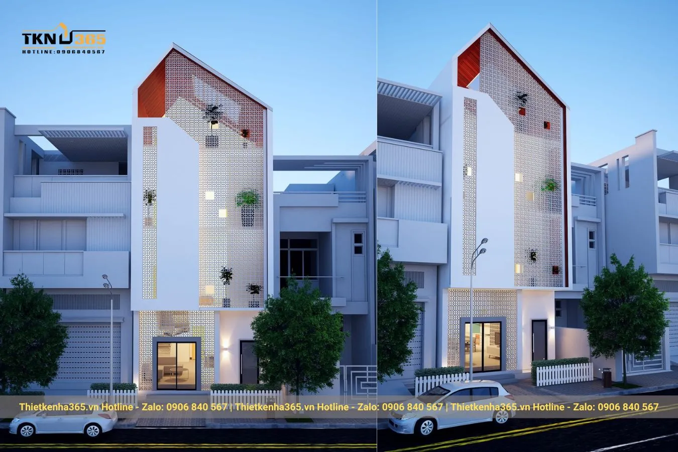 Thiết kế nhà phố 3 tầng mái nhọn độc đáo