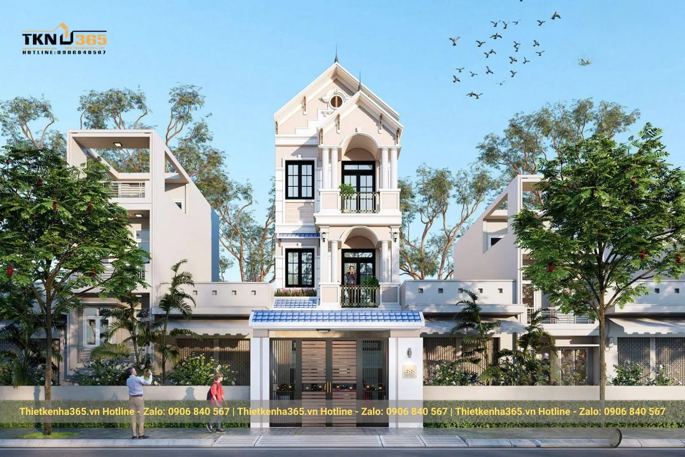 Thiết kế nhà phố 3 tầng mái thái