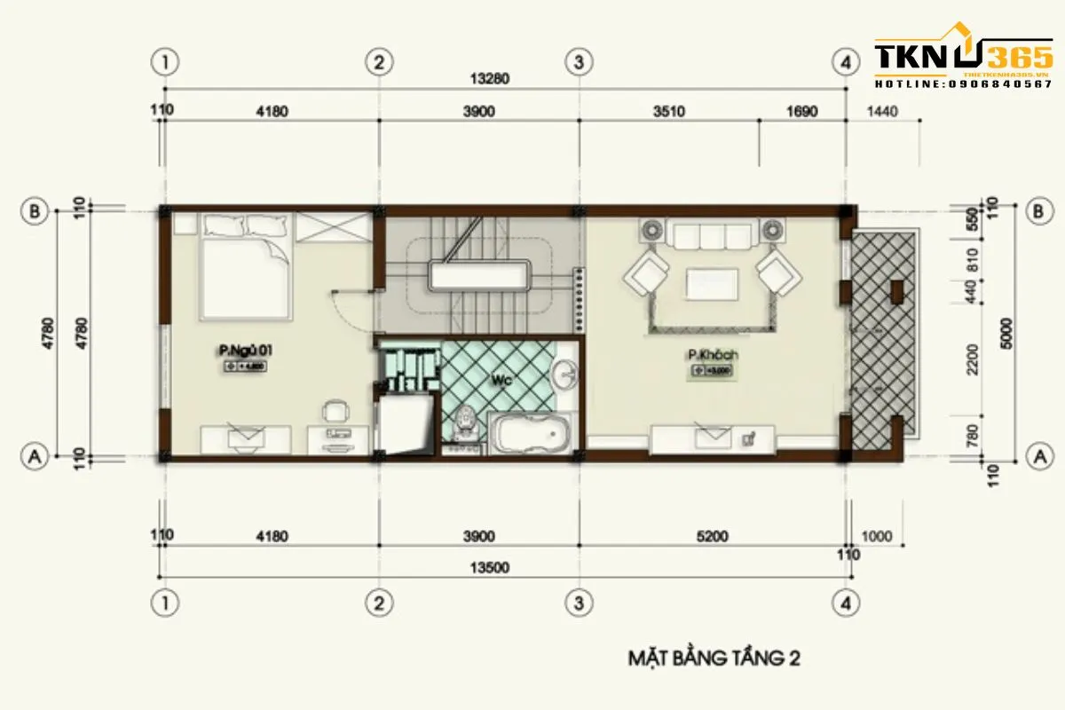 Bản vẽ công năng nhà 65m2
