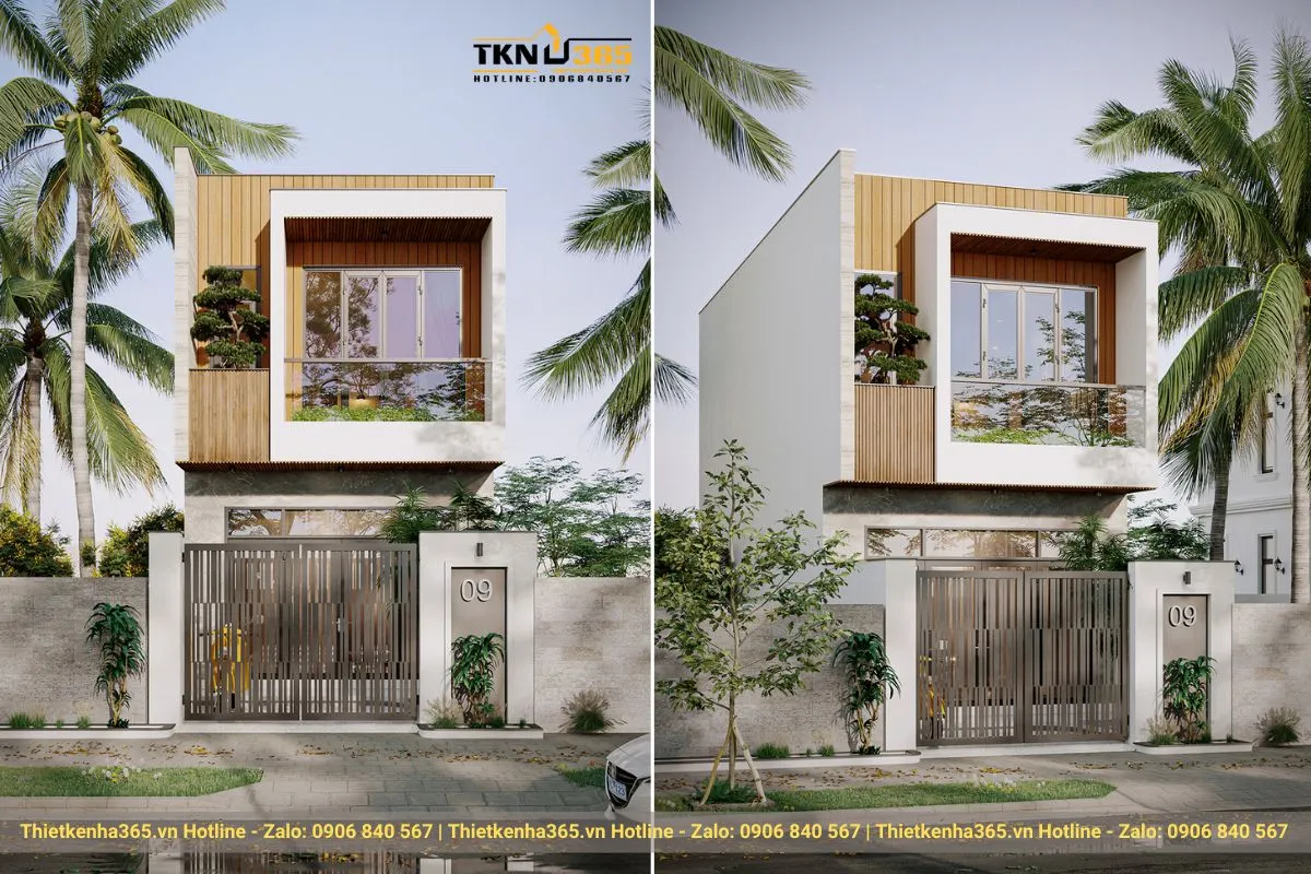 Thiết kế ngoại thất mẫu nhà 75m2 2 tầng