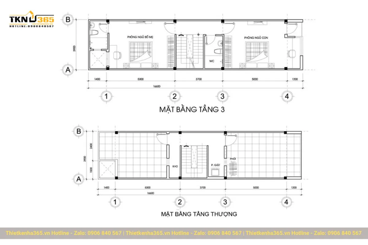 Mặt bằng công năng nhà ống 70m2 3 tầng