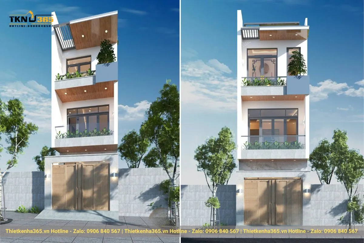 Mẫu thiết kế nhà 3 tầng 70m2 có 4 phòng ngủ