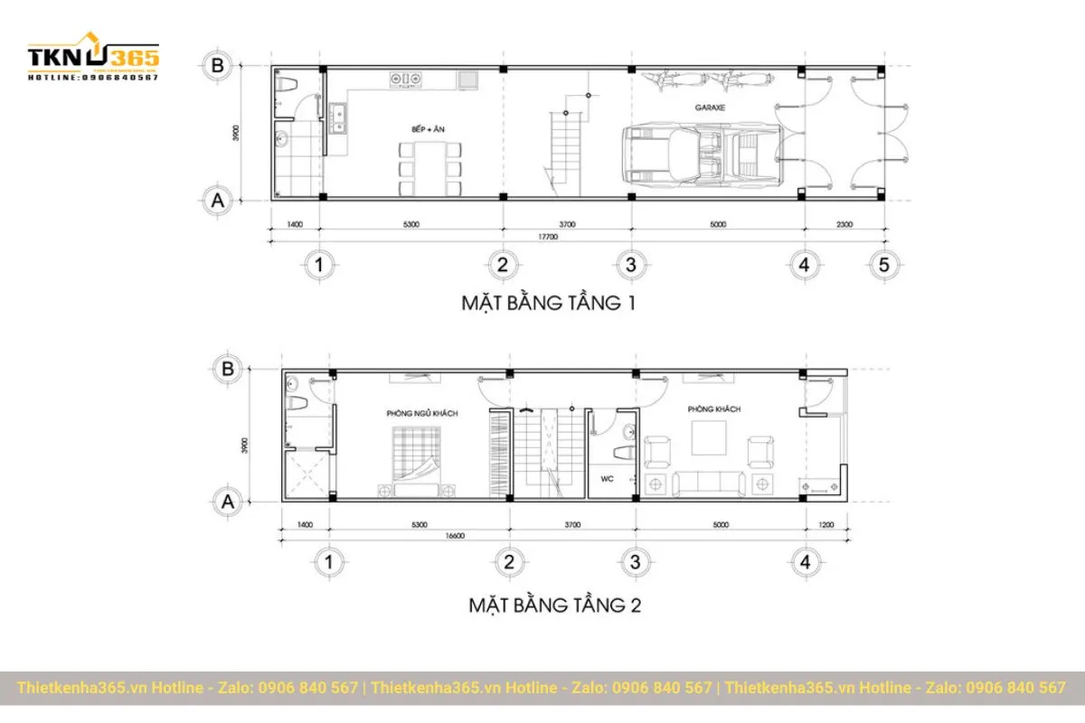 Mặt bằng công năng nhà ống 70m2 3 tầng