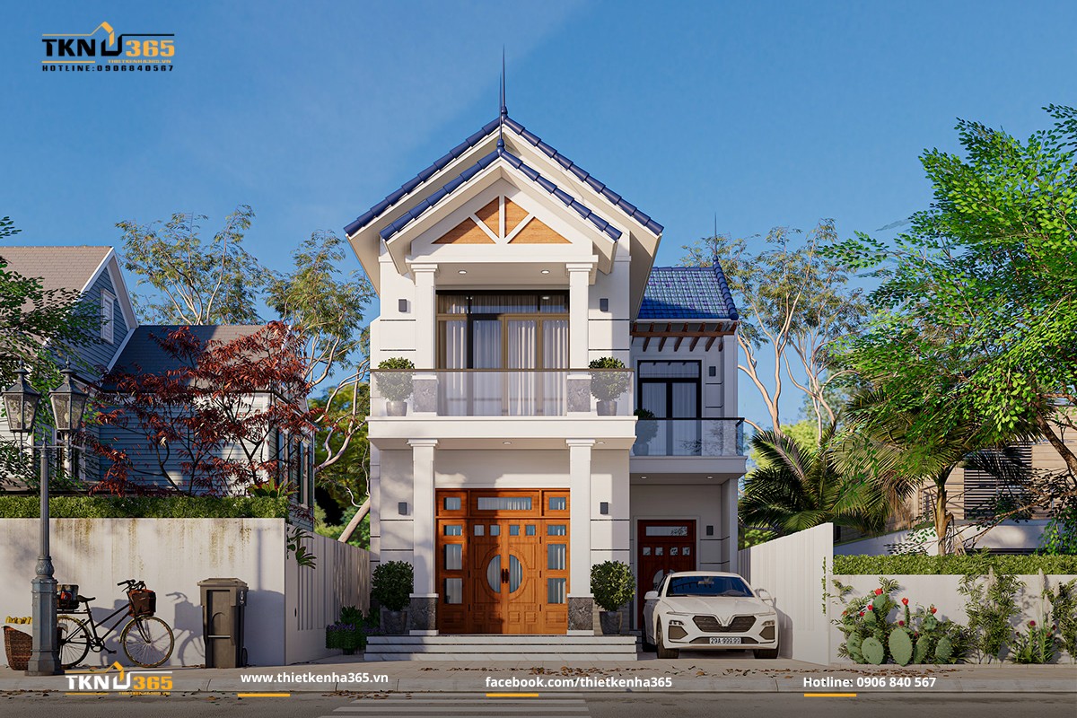 Mẫu nhà 1 trệt 1 lầu hình chữ L cho gia đình đông người