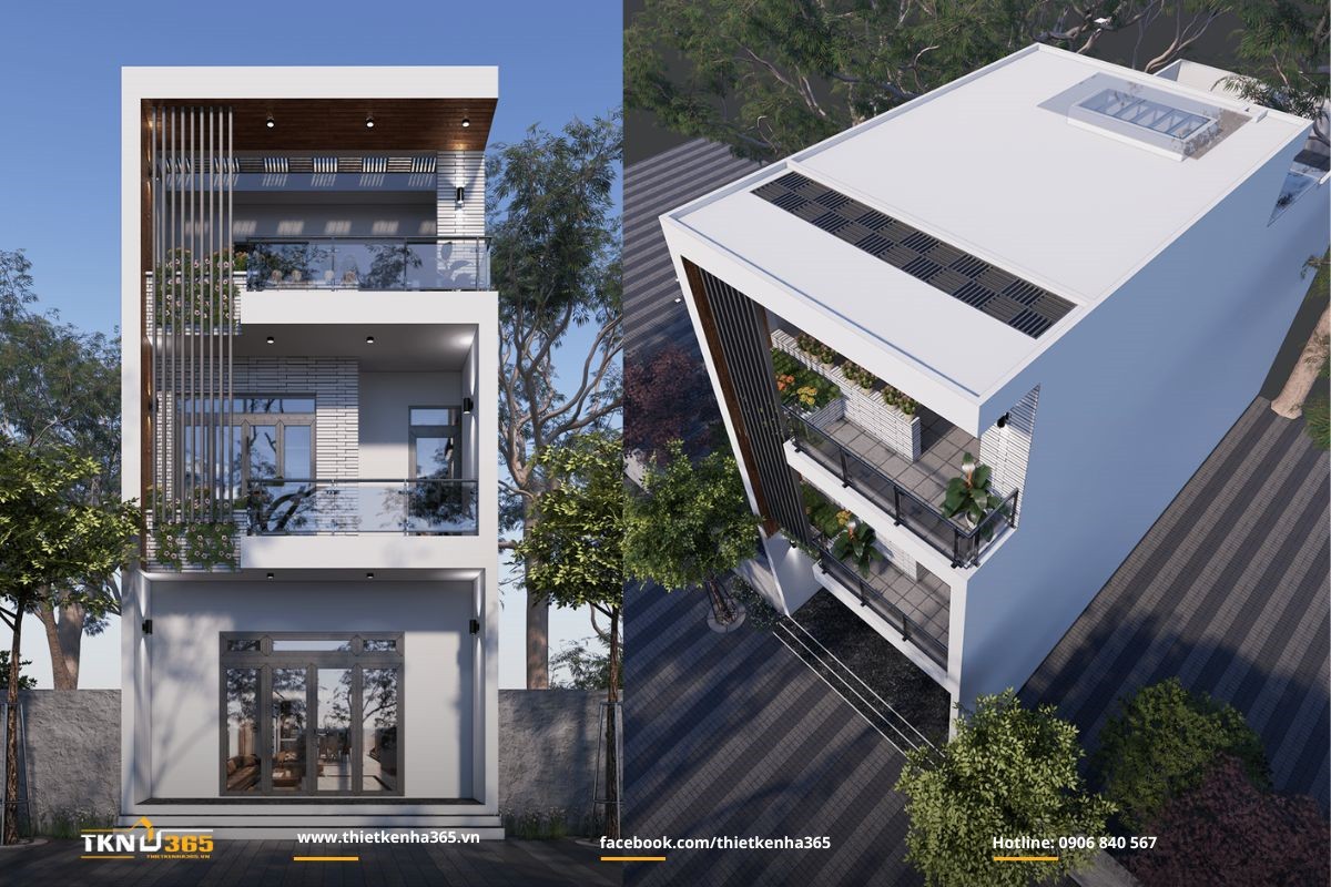 Nhà phố 1 trệt 2 lầu có ban công rộng rãi