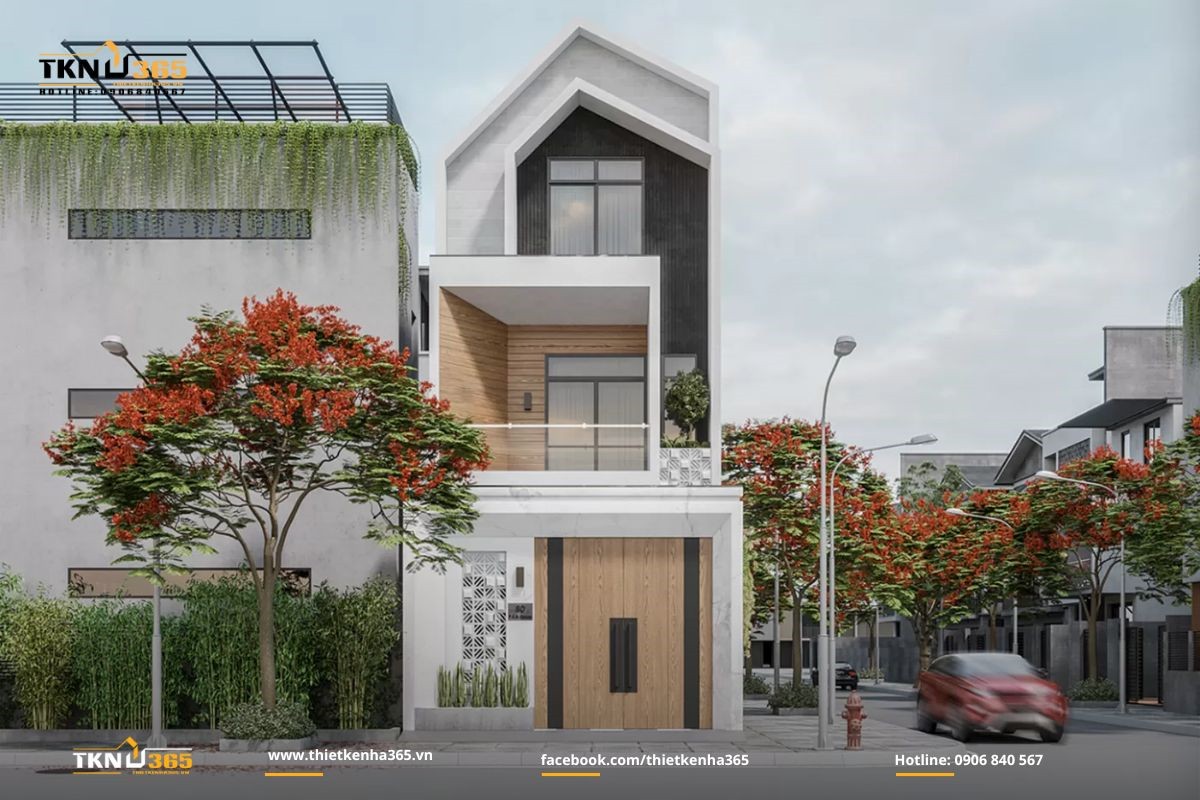 Nhà 1 trệt 2 lầu đơn giản 4 phòng ngủ