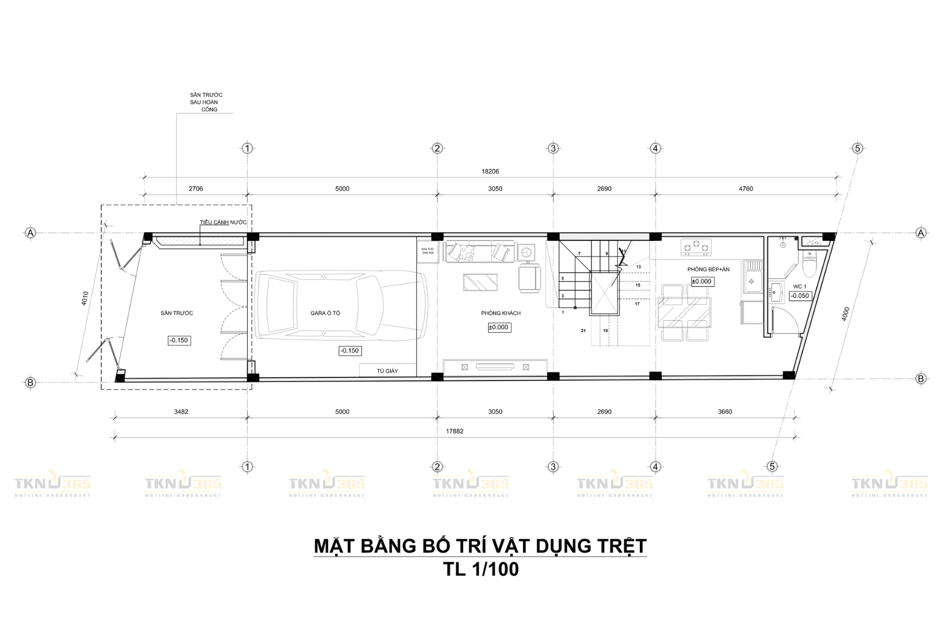 Mặt bằng tầng 1 của nhà chị Loan