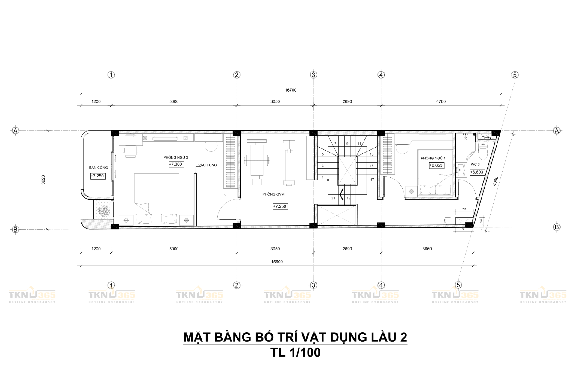 Mặt bằng tầng 2 của nhà chị Loan