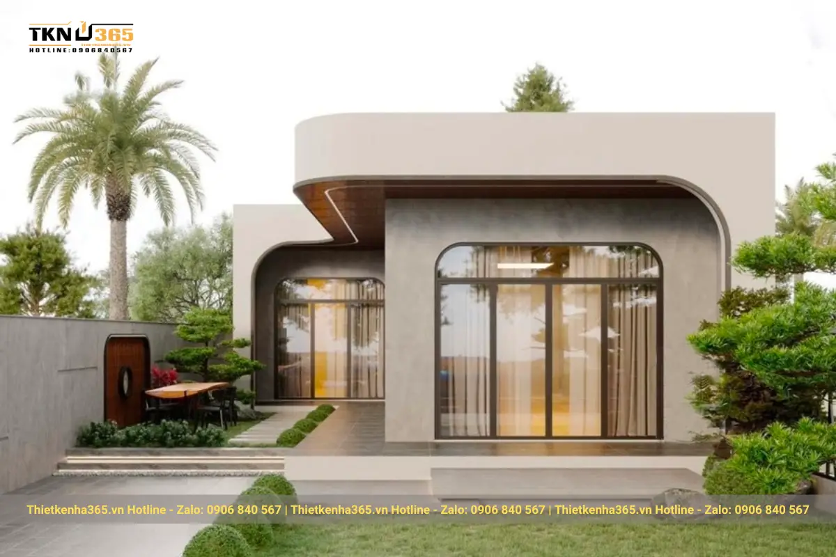 Biệt thự vườn cấp 4 có hầm xe hơi mang đến sự tiện lợi và hiện đại, phù hợp gia đình có nhiều phương tiện.