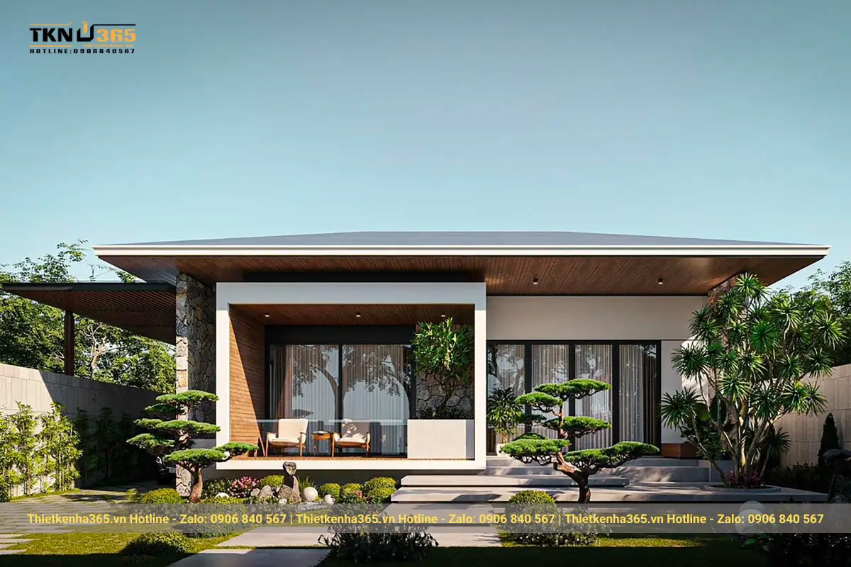 Biệt thự vườn cấp 4 phong cách Tropical mang đến vẻ đẹp thân thiện, gần gũi với thiên nhiên.