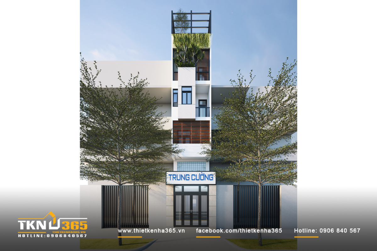 Mẫu nhà 5 tầng có mặt tiền kinh doanh 