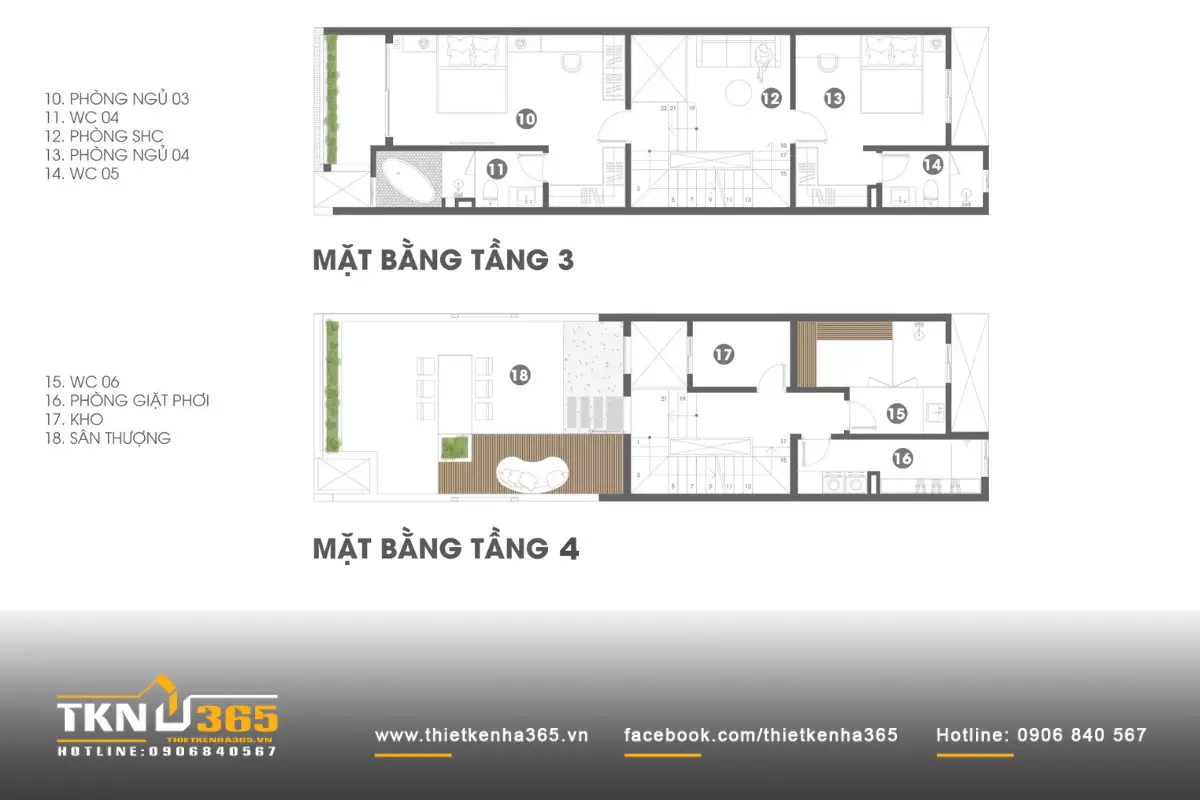 Mẫu nhà phố 4 tầng có 4 phòng ngủ