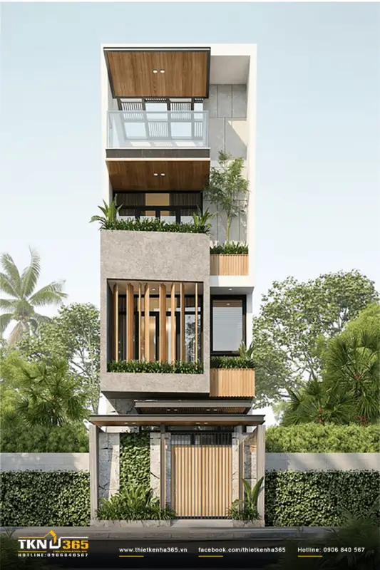 Mẫu nhà mặt phố 4 tầng có 3 phòng ngủ
